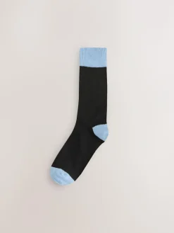 New Next Black Striped 7 Pack Mens Cotton Rich Socks