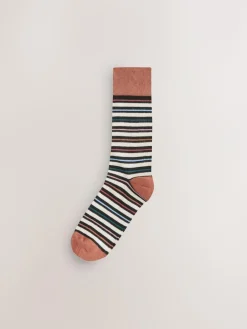 New Next Black Striped 7 Pack Mens Cotton Rich Socks
