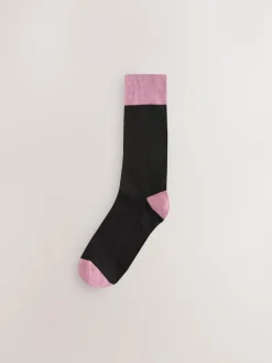 New Next Black Striped 7 Pack Mens Cotton Rich Socks
