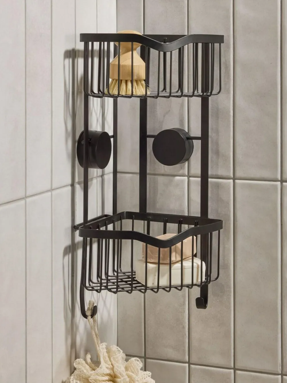 Next Black Suction Corner Shower Caddy^ Bathroom Accessories
