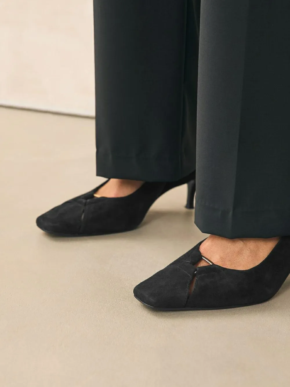 Next Leather Cutout Hardware Detail Slingback Heels^Women Wide Fit & Extra Wide Fit