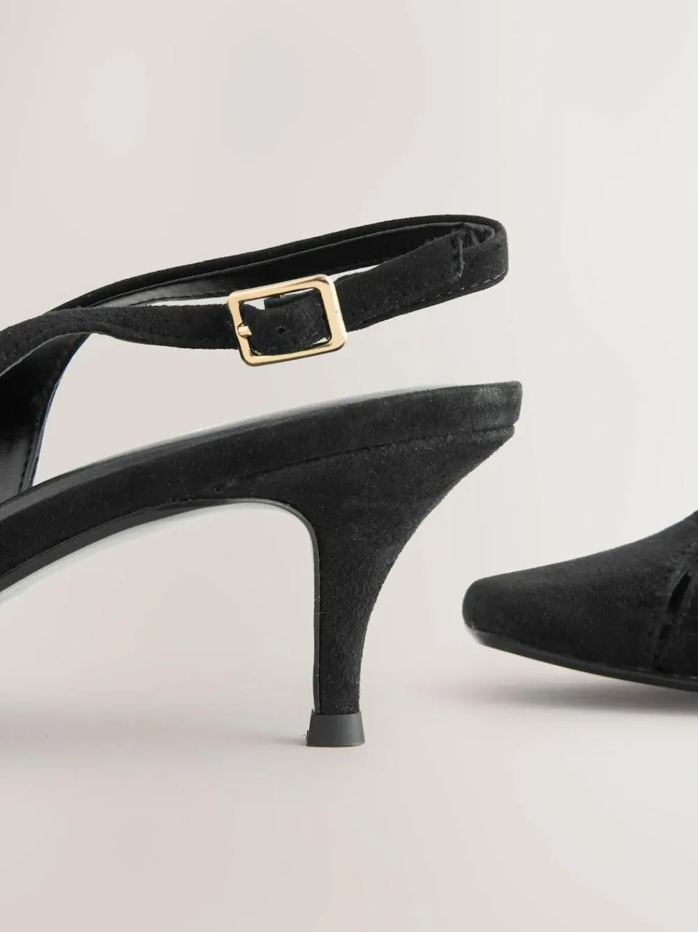 Next Leather Cutout Hardware Detail Slingback Heels^Women Wide Fit & Extra Wide Fit