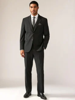 Next Black Tailored Fit Tailored Fit Wool Blend Motionflex Suit Jacket^ Black Suits
