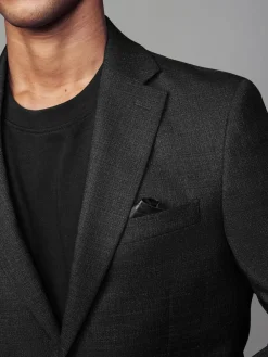 Discount Next Tailored Fit Textured Wool Blend Suit Jacket Black