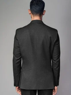 Discount Next Tailored Fit Textured Wool Blend Suit Jacket Black