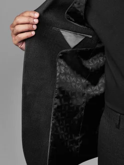 Discount Next Tailored Fit Textured Wool Blend Suit Jacket Black