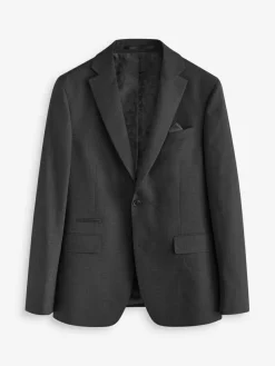 Discount Next Tailored Fit Textured Wool Blend Suit Jacket Black