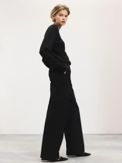 New Next Tailored Wide Leg Trousers With Wool Black