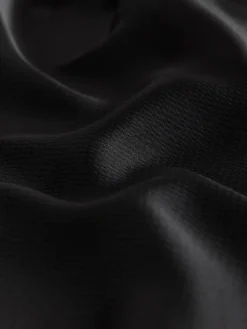 Clearance Next Textured Satin Short Sleeve Twist Front Midi Dress Black