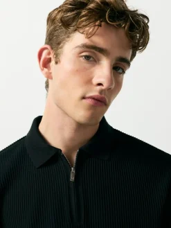 Next Textured Smart Zip Neck Polo Shirt^ Tops & T-Shirts