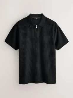 Next Textured Smart Zip Neck Polo Shirt^ Tops & T-Shirts