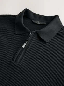 Next Textured Smart Zip Neck Polo Shirt^ Tops & T-Shirts