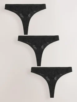 Sale Next Thong All-Over Lace No VPL Knickers 3 Pack Black