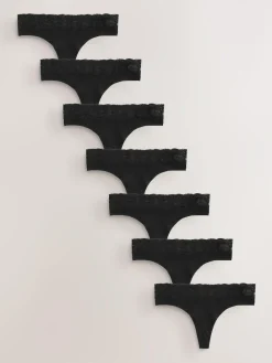 Next Thong Cotton and Lace Knickers 7 Pack^Women Panties|All Lingerie