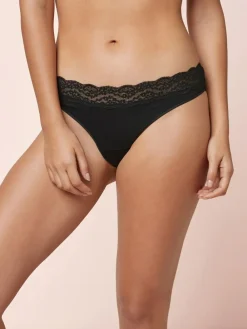Outlet Next Black Thong Cotton Lace Knickers 4 Pack