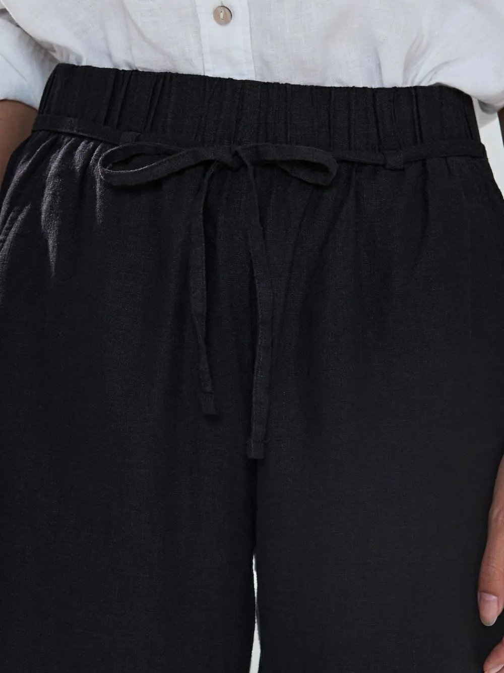 Clearance Next Tie Waist Linen Blend Culottes Black