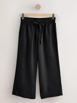 Clearance Next Tie Waist Linen Blend Culottes Black