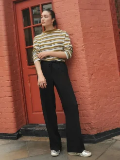 Next Black Tie Waist Wide Leg Trousers^Women Suits & Tailoring