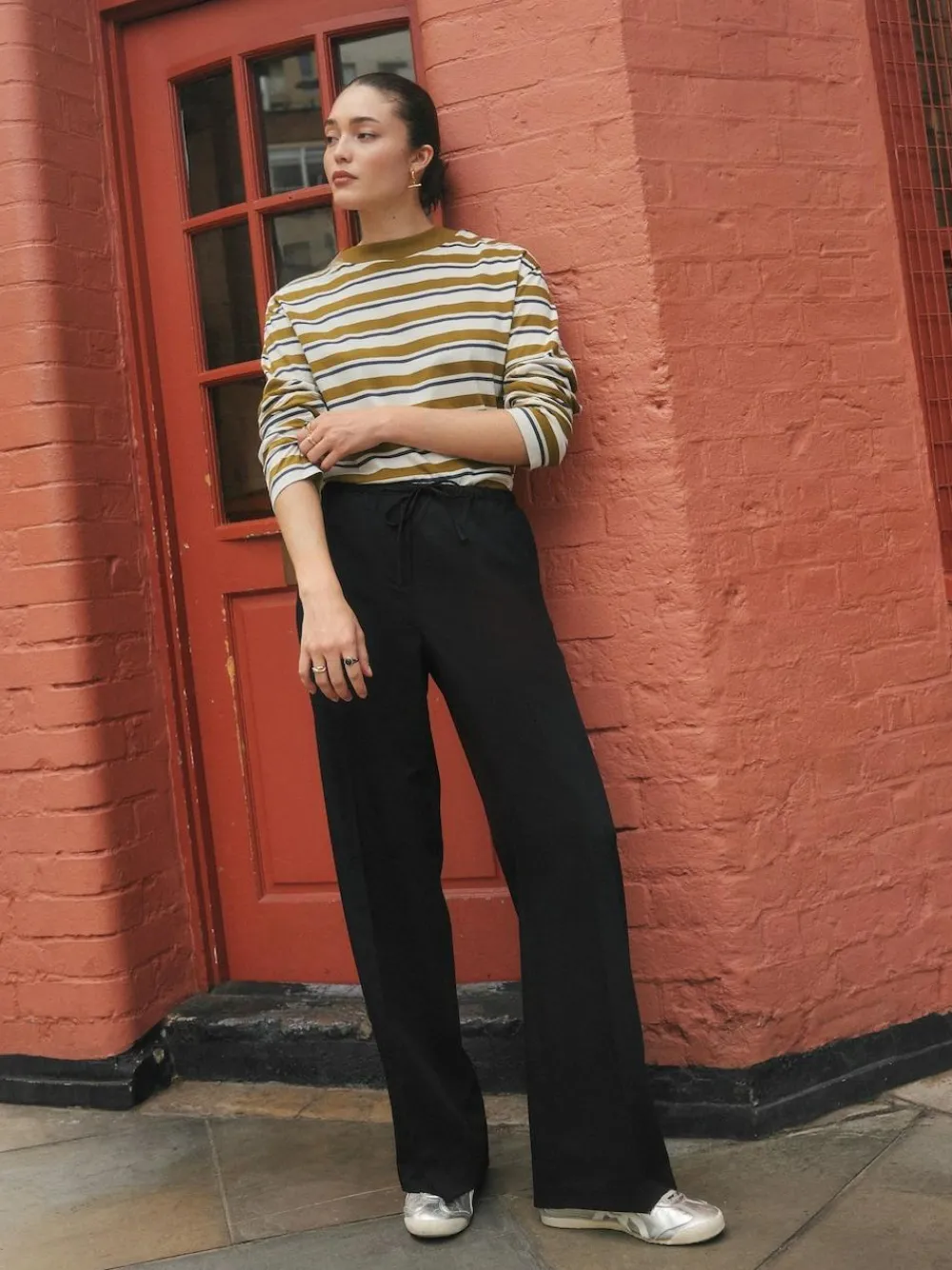 Next Black Tie Waist Wide Leg Trousers^Women Suits & Tailoring