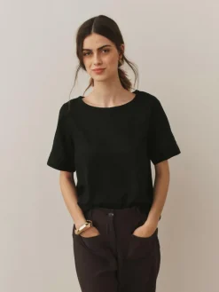Online Next Black T-Shirt With Linen