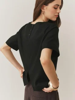 Online Next Black T-Shirt With Linen
