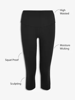 Next Black Tummy Control High Waisted Capri Length Sculpting Leggings^Women Sportswear|Leggings & Sweatpants