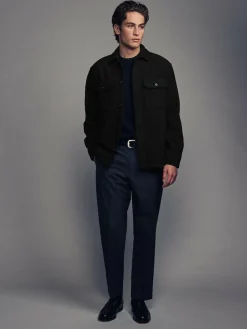 New Next Twin Pocket Shacket Overshirt with Wool Black