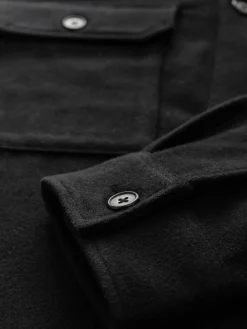New Next Twin Pocket Shacket Overshirt with Wool Black