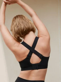 Hot Next Ultimate Support Non Pad Minimising Wired Dry Tech High Impact Sports Bra Black