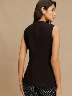 Next Black V-Neck Waistcoat with Button Detail^Women Suits & Tailoring