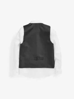 Clearance Next Black Waistcoat, Shirt & Plain Tie Set (12mths-16yrs)