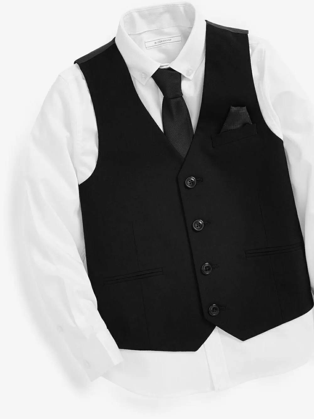 Clearance Next Black Waistcoat, Shirt & Plain Tie Set (12mths-16yrs)