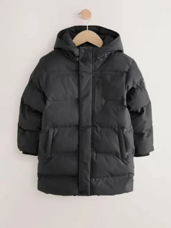 Discount Next Waterproof Long Line Fleece Lined Puffer Coat (3-17yrs) Black