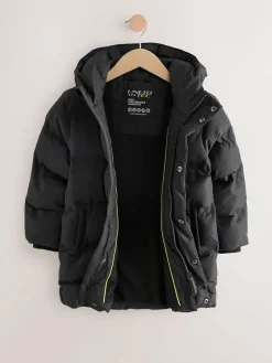 Discount Next Waterproof Long Line Fleece Lined Puffer Coat (3-17yrs) Black