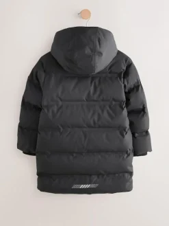 Discount Next Waterproof Long Line Fleece Lined Puffer Coat (3-17yrs) Black