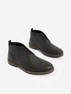 New Next Waxy Leather Chukka Boots Black