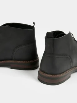 New Next Waxy Leather Chukka Boots Black