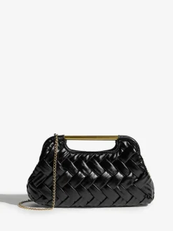 Outlet Lipsy Weave Grab Handle Clutch Bag Black