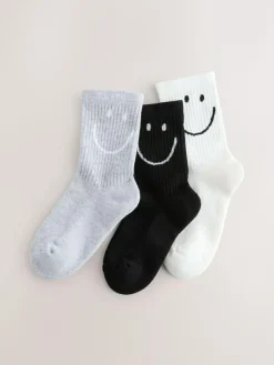 Best Next Black White and Grey 3 Pack Cotton Rich Cushioned Sole Ankle Socks