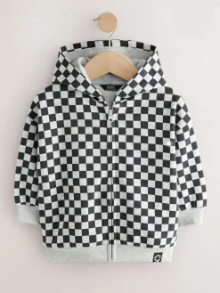 Next Black White Checkerboard Zip Through Hoodie (3mths-7yrs)^BOY Sweatshirts & Hoodies|Sweatshirts & Hoodies