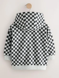 Next Black White Checkerboard Zip Through Hoodie (3mths-7yrs)^BOY Sweatshirts & Hoodies|Sweatshirts & Hoodies