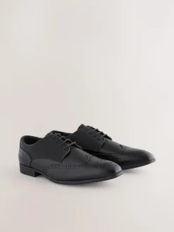 Next Wide Fit Brogue Shoes Black