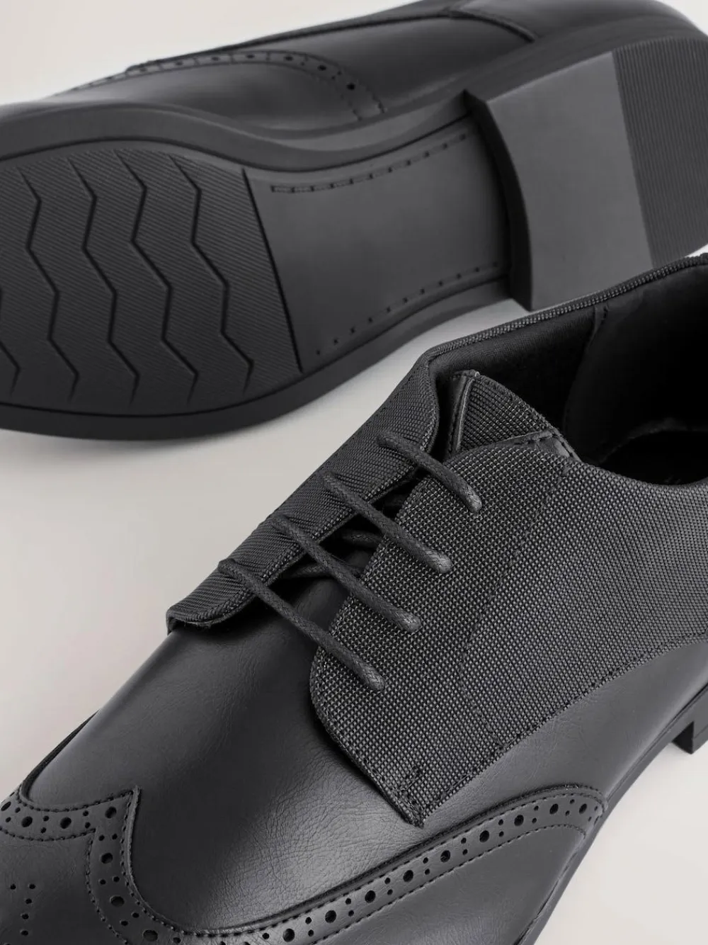 Next Wide Fit Brogue Shoes Black