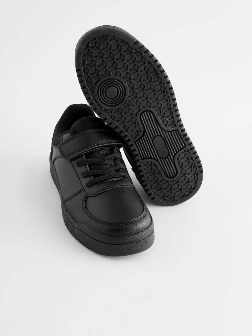 Next Black Wide Fit (G) 1 Strap Elastic Lace School Trainers^BOY Sneakers|Sneakers