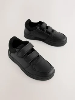 Hot Next Black Wide Fit (G) 3 Straps Touch Fastening School Shoes