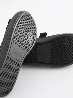 Next Black Wide Fit (G) Butterfly Embroidered School Plimsoll Shoes^ Shoes