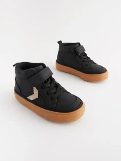 Online Next Wide Fit (G) Elastic Lace Touch Fastening Chevron Boots Black