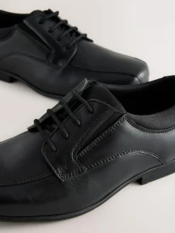 Next Black Wide Fit (G) Lace-Up Leather School Shoes^BOY School Shoes|Boys Shoes