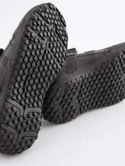 Sale Next Black Wide Fit (G) Leather Touch Fastening School Shoes