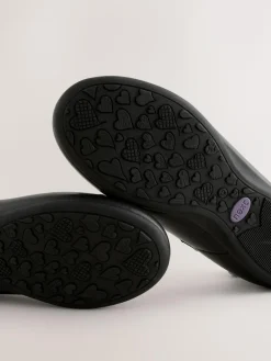 Next Wide Fit (G) Leather Ballerina School Shoes Black